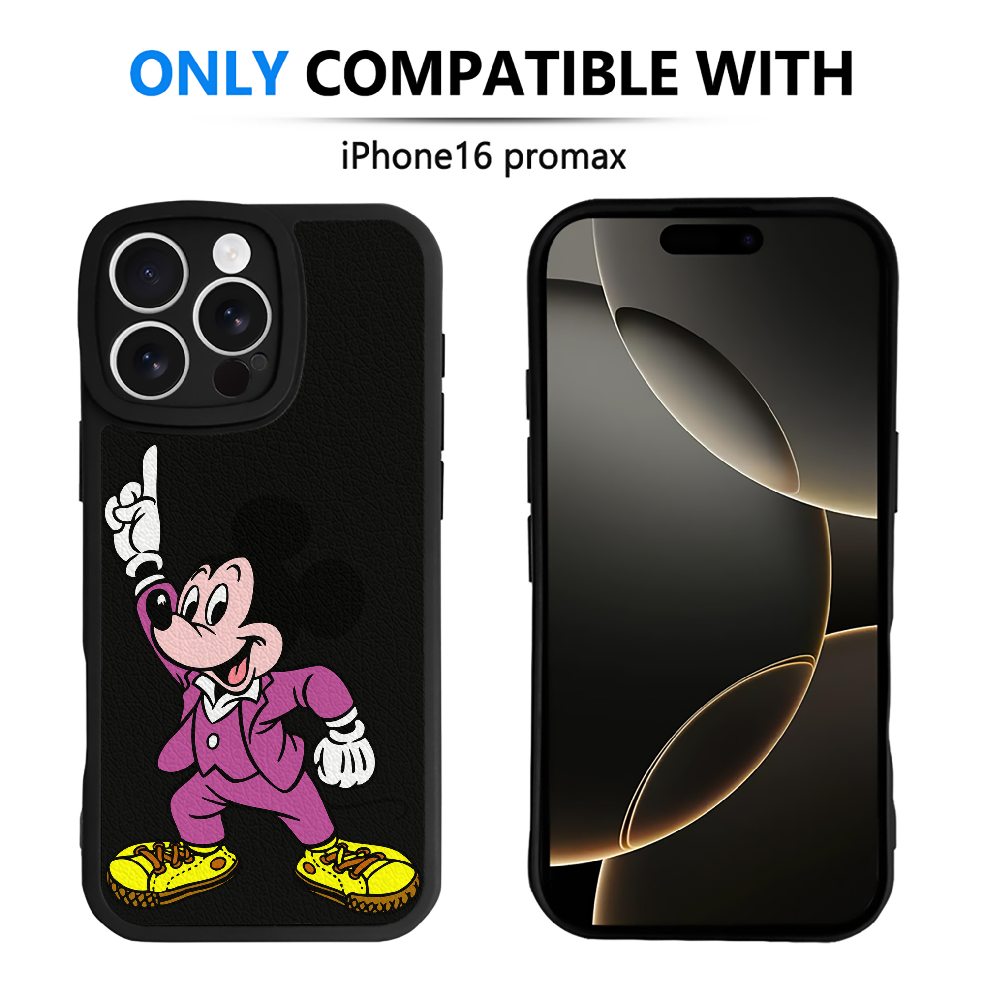 （画像用） ミッキーマウス Mickey Mouse 【iPhone 16シリーズ対応】シリコンスマホケース（レザー調） 材質：シリコン